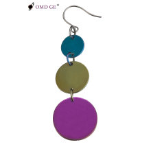 Purple Three Circle Shape Jewelry Clip Earrings